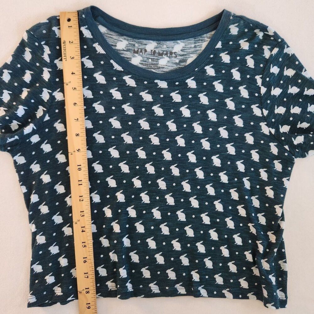 Map To Mars Bunny Polka Dot Print Green Crop Top Lightweight Summer Coquette - Picture 6 of 6